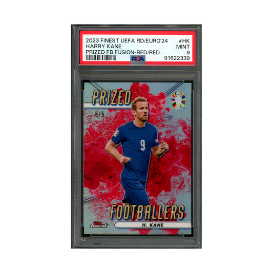 Harry Kane 2023 Finest UEFA Road to Euro 24 Prized Footballers Fusion Red /5 PSA 9