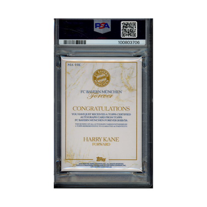 Harry Kane 2023-24 Topps FCB Forever Auto PSA 9