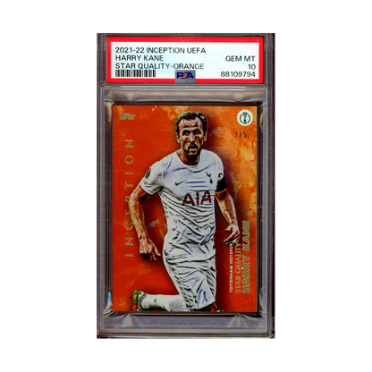 Harry Kane 2021-22 Topps Inception UEFA Star Quality Orange /5 PSA 10