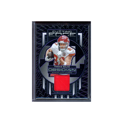Travis Kelce 2023 Panini Obsidian Football Cutting Edge Patch Purple /75