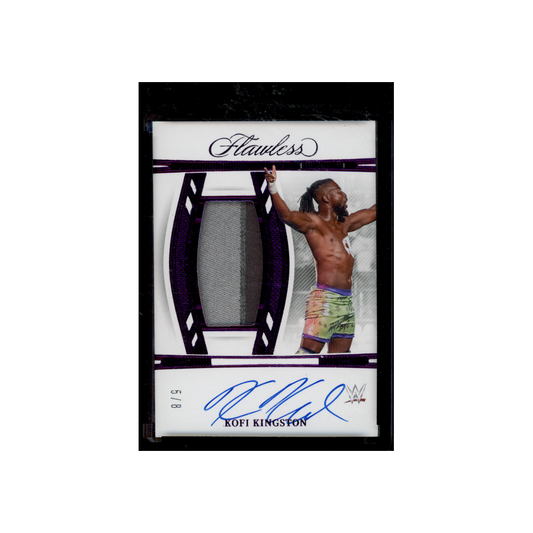 Kofi Kingston 2024 Panini Flawless WWE Patch Auto Purple /8