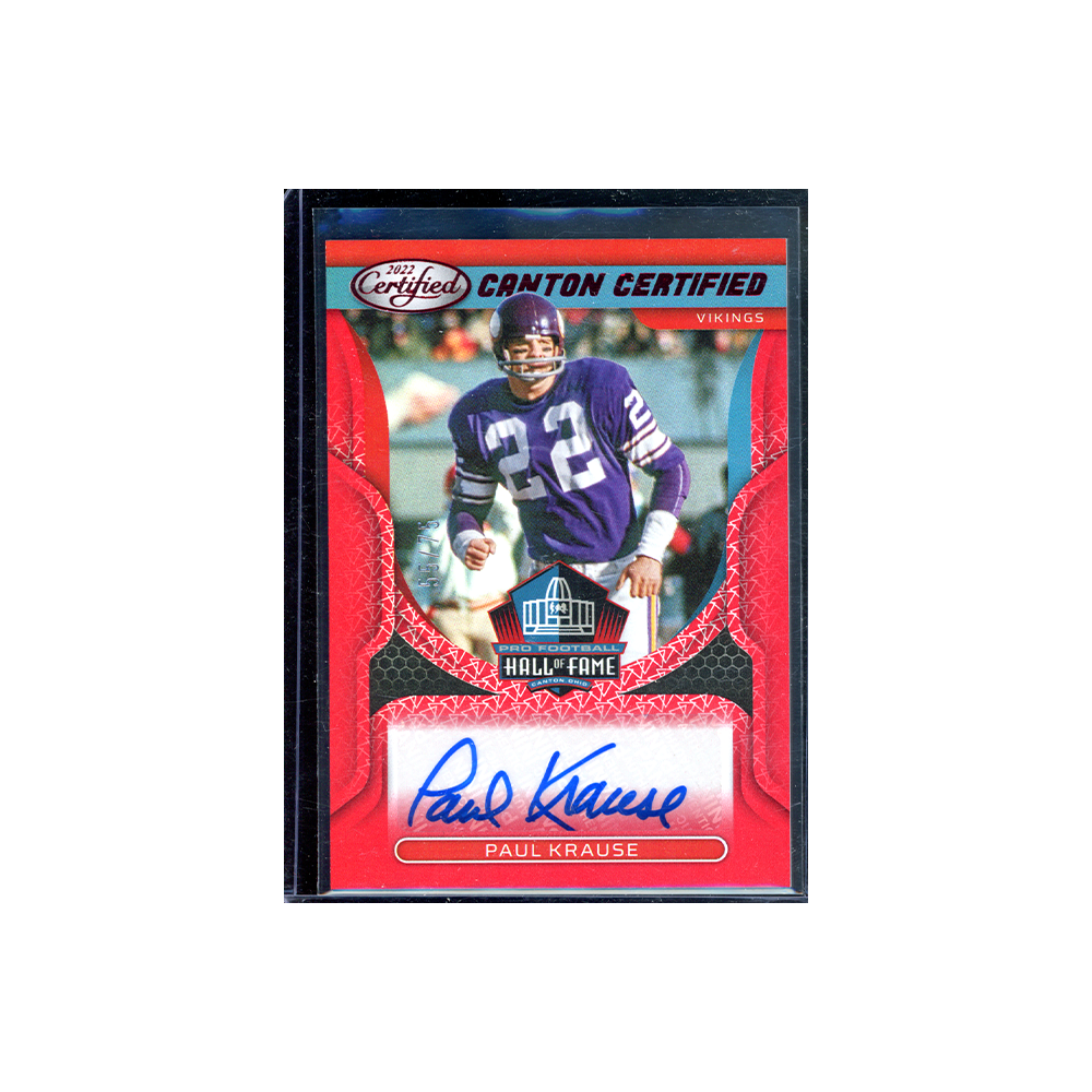 Paul Krause 2022 Panini Certified Football Canton Certified Auto Red /75