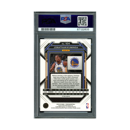 Jonathan Kuminga 2022-23 Panini Prizm Basketball Tiger Stripe Choice PSA 10