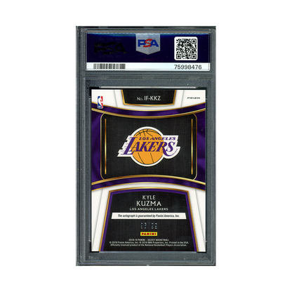 Kyle Kuzma 2018-19 Panini Select Basketball In Flight Auto Neon Green /99 PSA 9