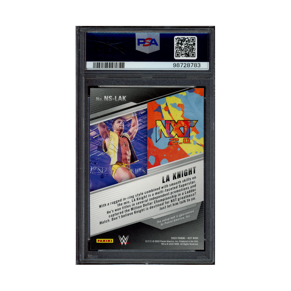 LA Knight 2022 Panini WWE NXT Signature Auto Green PSA 8