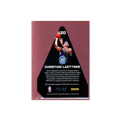 Christian Laettner 2011 Panini Crown Royale Basketball Choice Award On-Card Auto /20