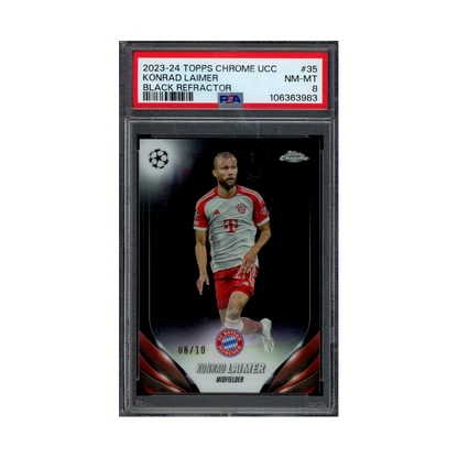 Konrad Laimer 2023-24 Topps Chrome UCC Black Refractor /10 PSA 8