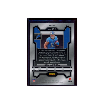 Sam LaPorta 2023 Panini Prizm Football Rookie Silver Prizm