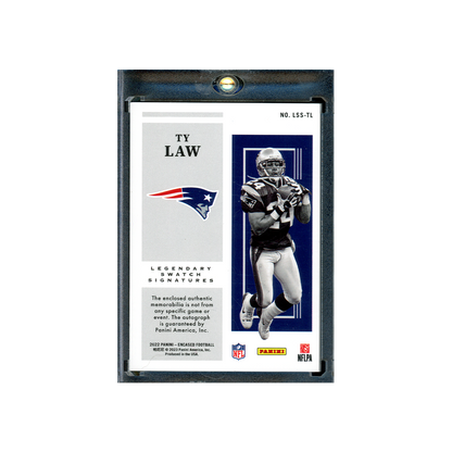 Ty Law 2022 Panini Encased Football Legendary Swatch Signatures Patch Auto Platinum /10