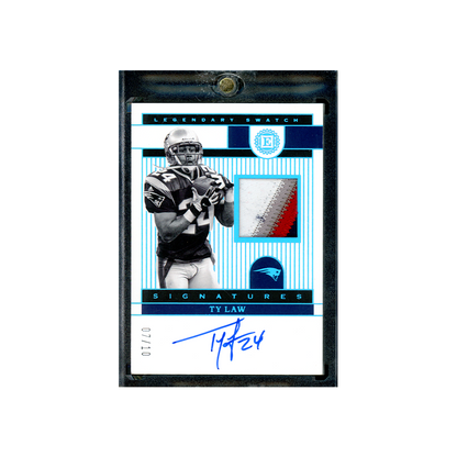 Ty Law 2022 Panini Encased Football Legendary Swatch Signatures Patch Auto Platinum /10