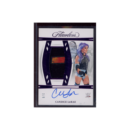 Candice LeRae 2024 Panini Flawless WWE Patch Auto Purple /8