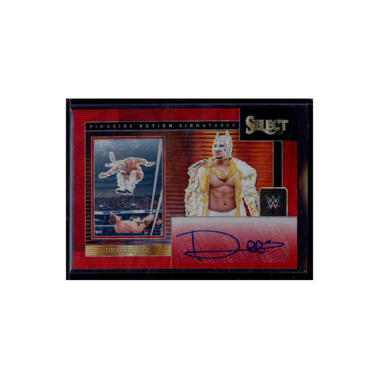Dragon Lee 2024 Panini Select WWE Ringside Action Signatures Red Wave Auto