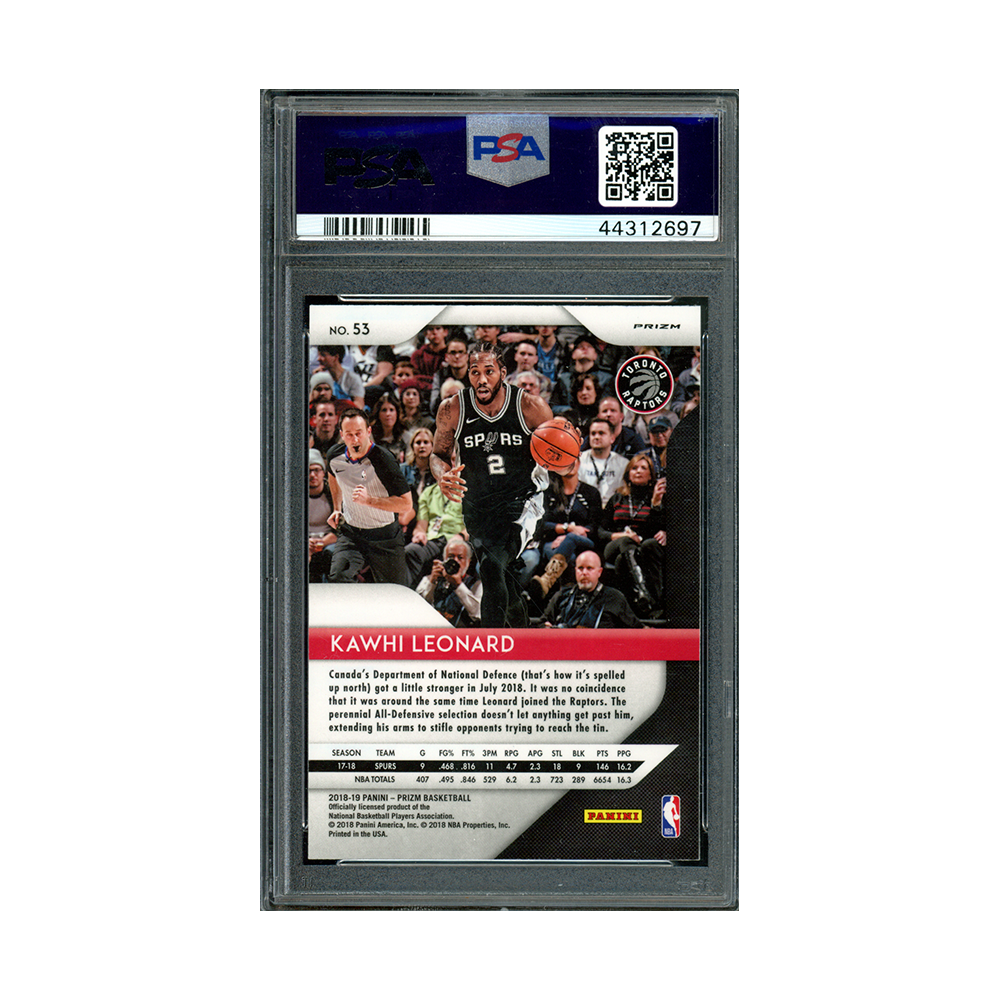 Kawhi Leonard 2018-19 Panini Prizm Basketball Silver Prizm PSA 10