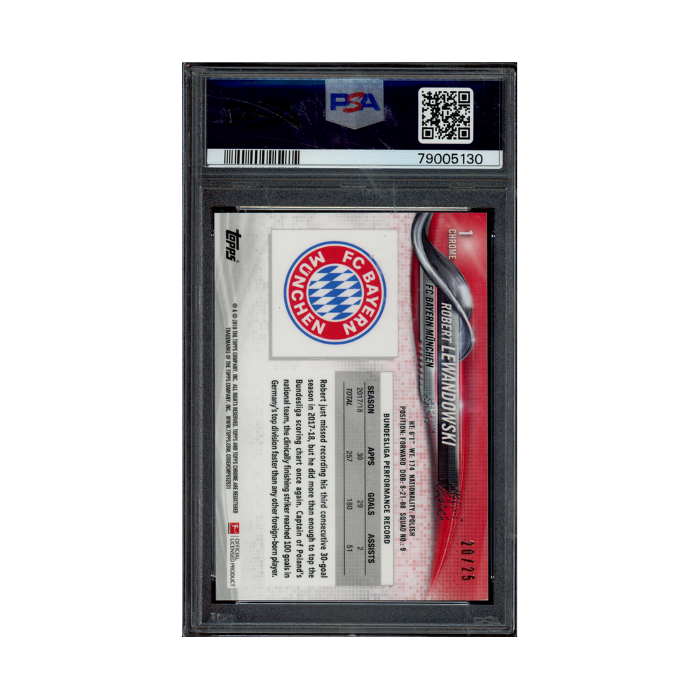 Robert Lewandowski 2018 Topps Chrome Bundesliga Orange Refactor /25 PSA 10