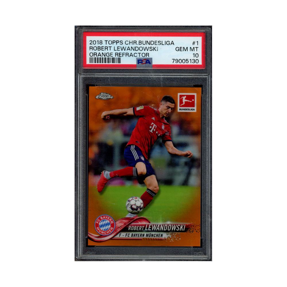 Robert Lewandowski 2018 Topps Chrome Bundesliga Orange Refactor /25 PSA 10