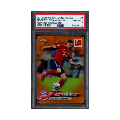 Robert Lewandowski 2018 Topps Chrome Bundesliga Orange Refactor /25 PSA 10