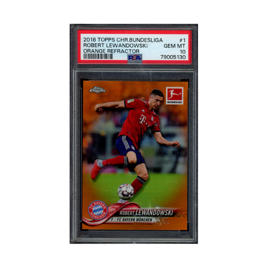Robert Lewandowski 2018 Topps Chrome Bundesliga Orange Refactor /25 PSA 10