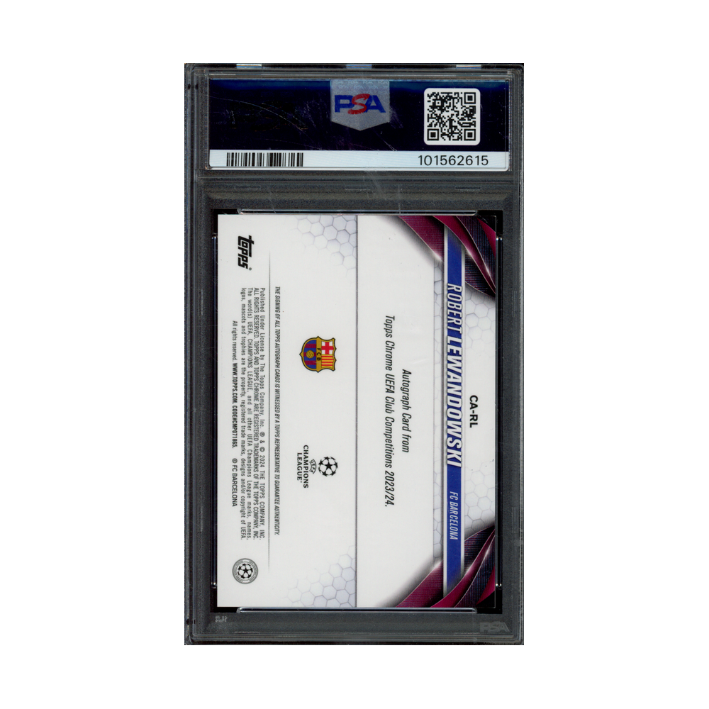 Robert Lewandowski 2023-24 Topps Chrome UCC Auto Gold Refractor /50 PSA 9