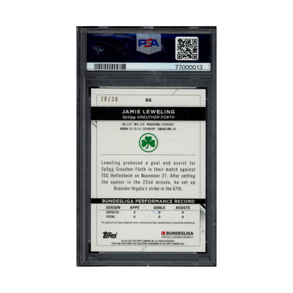 Jamie Leweling 2021-22 Finest Bundesliga Green Wave Refractor /30 PSA 9