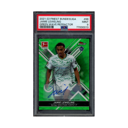 Jamie Leweling 2021-22 Finest Bundesliga Green Wave Refractor /30 PSA 9