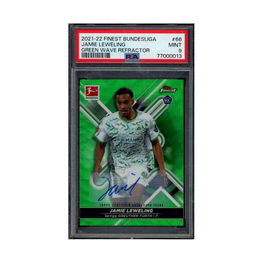 Jamie Leweling 2021-22 Finest Bundesliga Green Wave Refractor /30 PSA 9