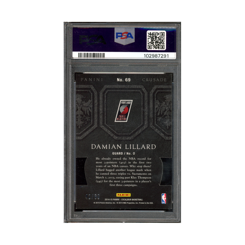 Damian Lillard 2014 Panini Excalibur Crusade Orange Die-Cut /60 PSA 9