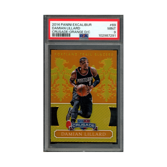 Damian Lillard 2014 Panini Excalibur Crusade Orange Die-Cut /60 PSA 9