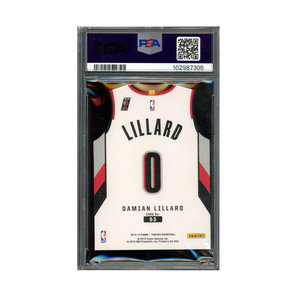 Damian Lillard 2014-15 Panini Threads Basketball Team Threads Die-Cut PSA 9