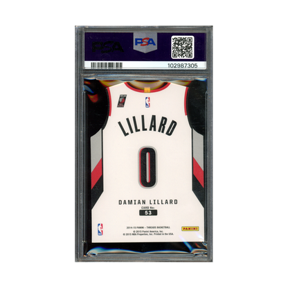 Damian Lillard 2014-15 Panini Threads Basketball Team Threads Die-Cut PSA 9