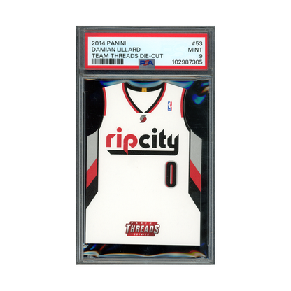 Damian Lillard 2014-15 Panini Threads Basketball Team Threads Die-Cut PSA 9