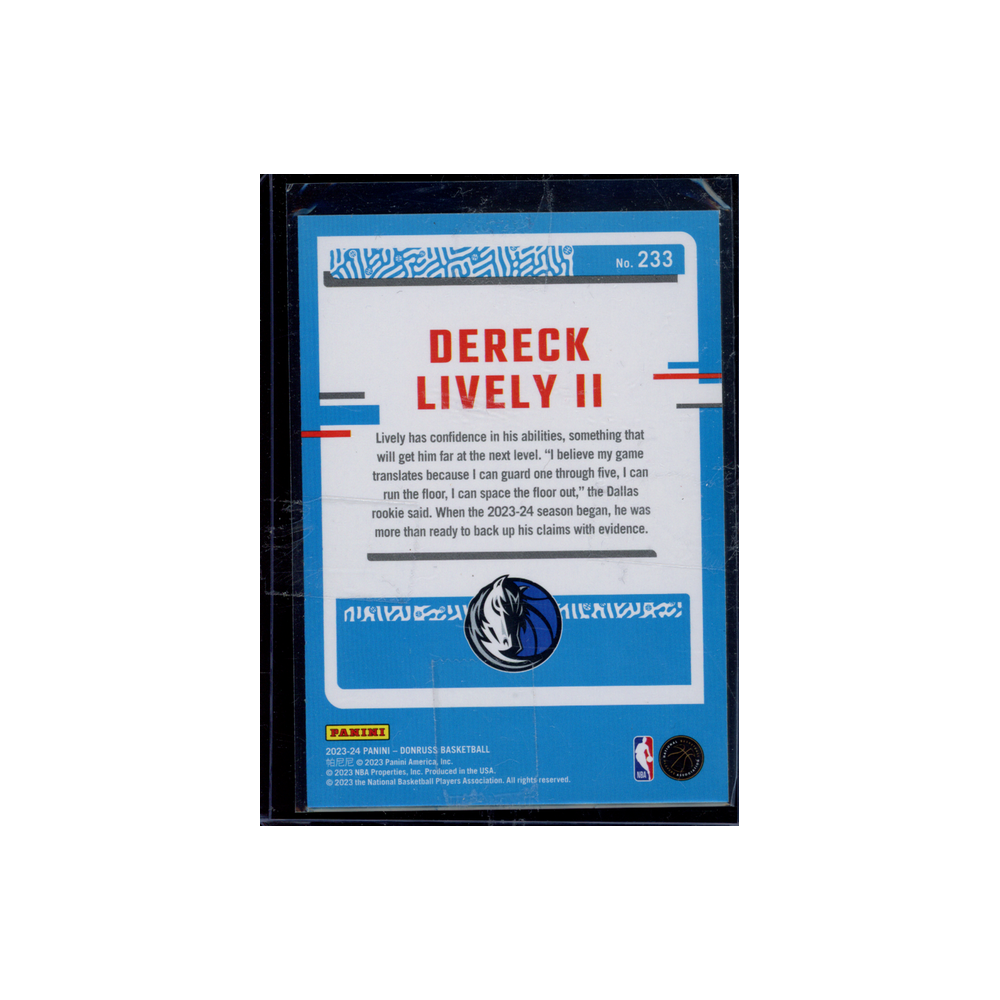 Dereck Lively II 2023-24 Panini Donruss Basketball Rated Rookie Green Laser
