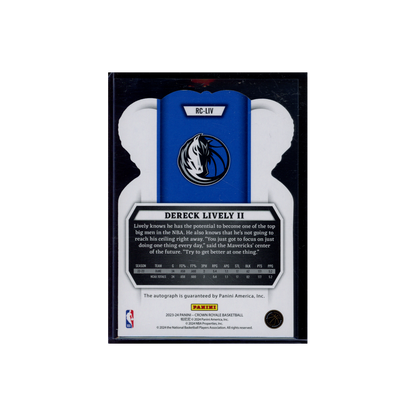 Dereck Lively II 2023-24 Panini Crown Royale Basketball Rookie Auto /75