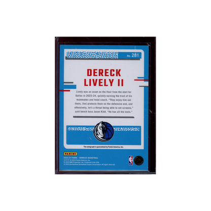 Dereck Lively II 2023-24 Panini Donruss Basketball Rated Rookie Choice Auto