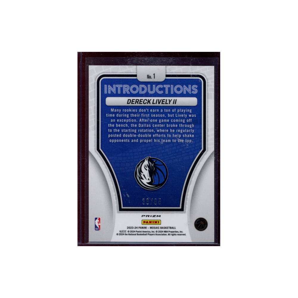 Dereck Lively II 2023-24 Panini Mosaic Basketball Rookie Introductions /85