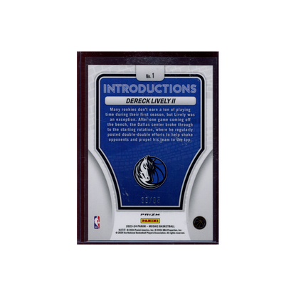Dereck Lively II 2023-24 Panini Mosaic Basketball Rookie Introductions /85