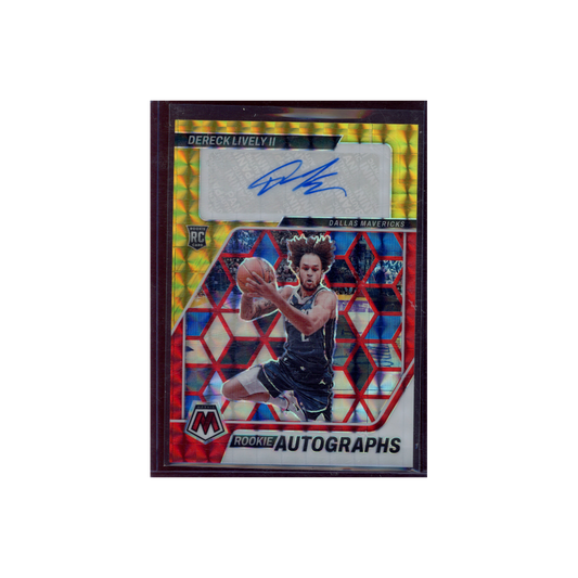 Dereck Lively II 2023-24 Panini Mosaic Basketball Rookie Auto Red/Yellow