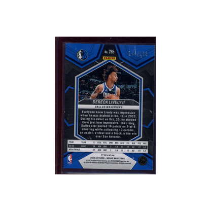 Dereck Lively II 2023-24 Panini Mosaic Basketball Rookie NBA Debut Blue /199