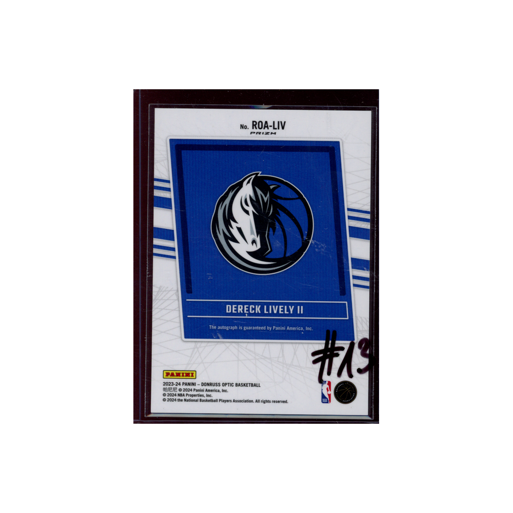 Dereck Lively II 2023-24 Panini Donruss Optic Basketball Rookie Optics Autograph Green