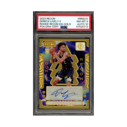 Dereck Lively 2023 Panini Recon Basketball Rookie Auto Gold /10 PSA 8/10