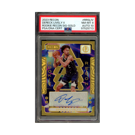 Dereck Lively 2023 Panini Recon Basketball Rookie Auto Gold /10 PSA 8/10