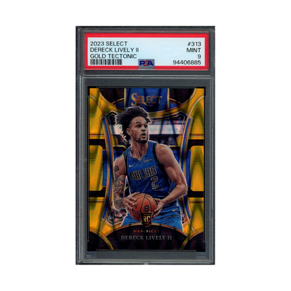 Dereck Lively 2023 Panini Select Basketball Gold Tectonic Rookie /10 PSA 9