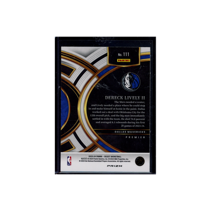 Dereck Lively II 2023-24 Panini Select Basketball Rookie Premier Level Green Ice