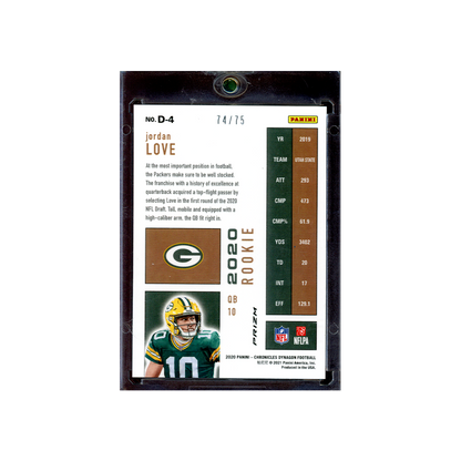 Jordan Love 2020 Panini Chronicles Dynagon Football Rookie Orange /75