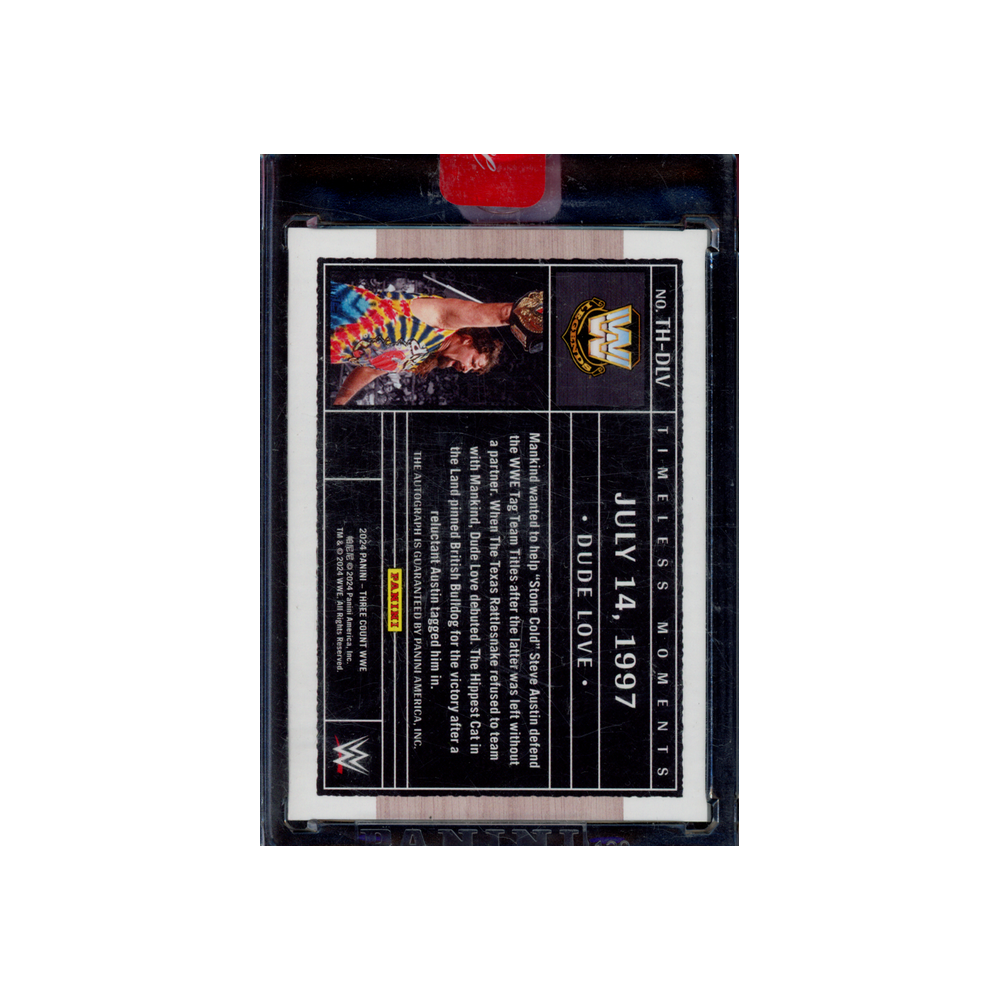 Dude Love 2024 Panini Three Count WWE Timeless Moments Auto Purple /25