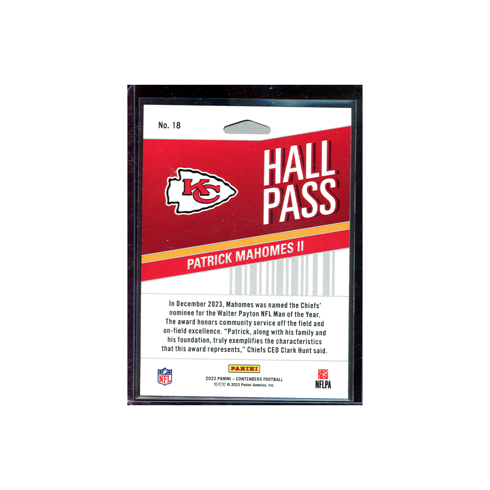 Patrick Mahomes 2023 Panini Contenders Football Hall Pass