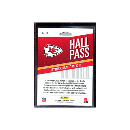 Patrick Mahomes 2023 Panini Contenders Football Hall Pass