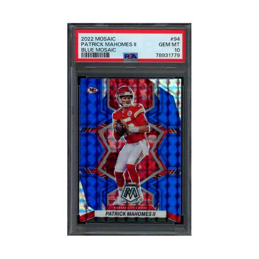 Patrick Mahomes 2022 Panini Mosaic Football Blue Mosaic /99 PSA 10