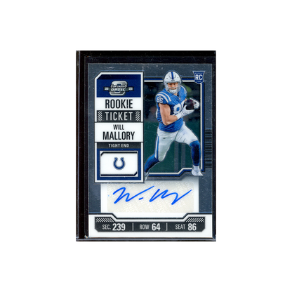 Will Mallory 2023 Panini Contenders Optic Football Rookie Ticket Auto