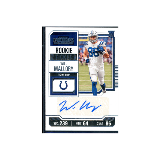 Will Mallory 2023 Panini Contenders Football Rookie Ticket Auto