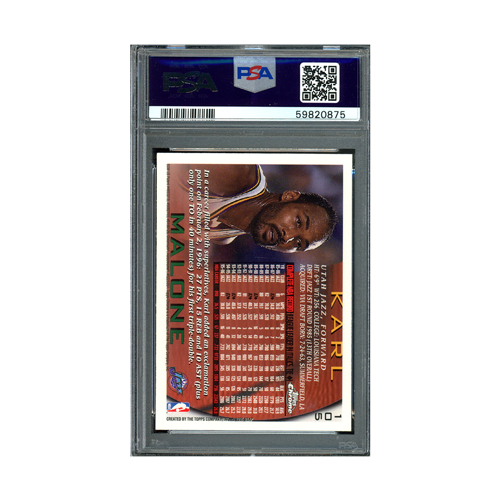 Karl Malone 1996 Topps Chrome PSA 9